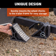 Load image into Gallery viewer, CURT 22802 HD Wheel Chocks 2-Pack with Mounting Bracket