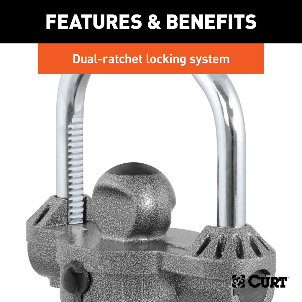 CURT 23659 CURT 23659 Hammer-Tone Epoxy Steel Universal Trailer Tongue Lock - Truck Part Superstore
