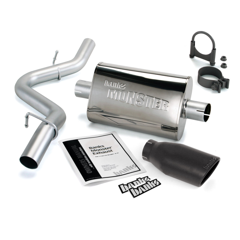 ~(23-Lbs.-31X20x8)~-Monster-Exhaust-System-SS-Black-Tip---1997-99-Jeep-2.54.0L-Wrangler-Slip-Fit-Cat-Conv