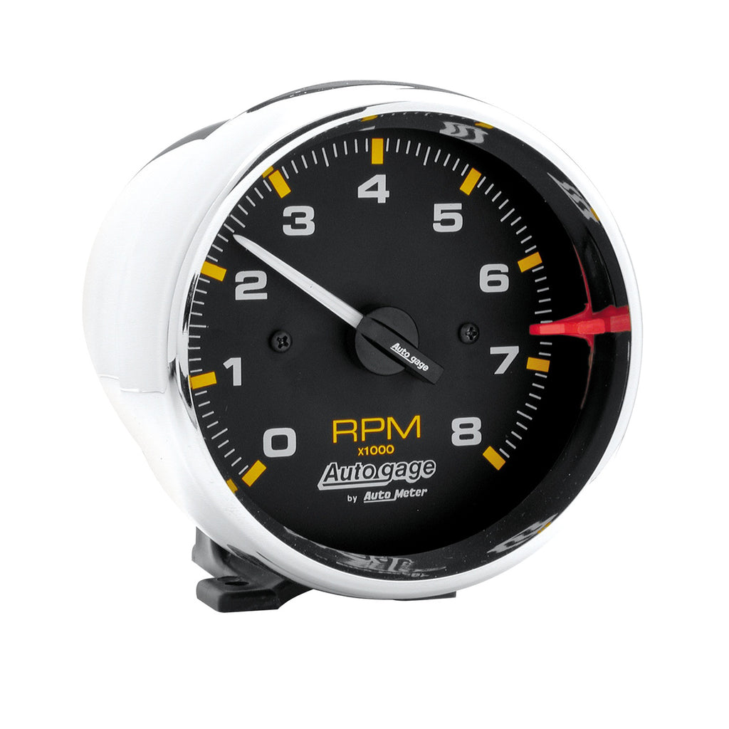 AutoMeter 2301 GAUGE, TACH, 3 3/4", 8K RPM, PEDESTAL, BLK DIAL CHROME CASE, AUTOGAGE