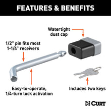Load image into Gallery viewer, CURT 23020 1/2" Hitch Lock (1-1/4" Receiver, Deadbolt, Chrome)