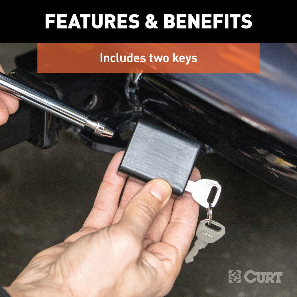 CURT 23020 1/2" Hitch Lock (1-1/4" Receiver, Deadbolt, Chrome)