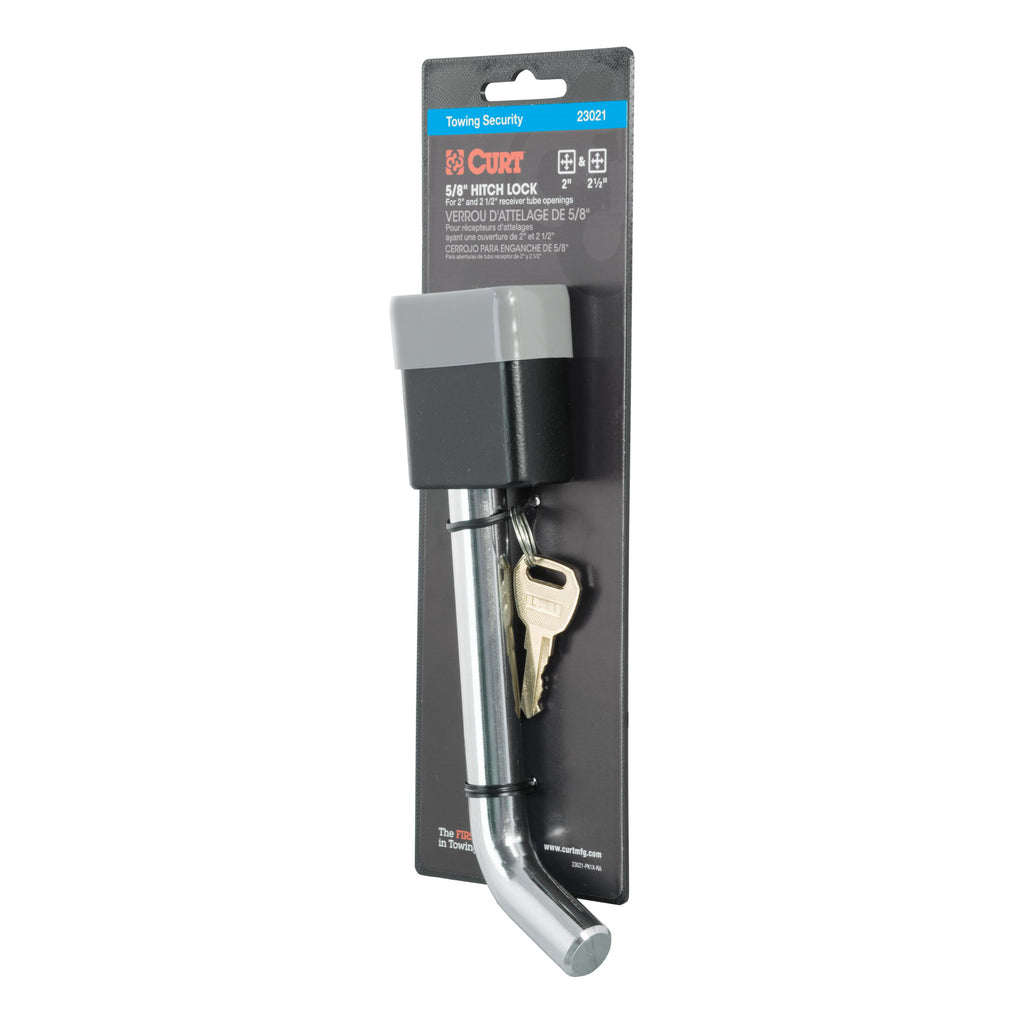 CURT 23021 5/8" Hitch Lock (2", 2-1/2" or 3" Receiver, Deadbolt, Chrome)