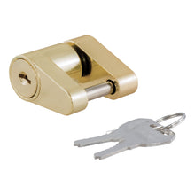 Load image into Gallery viewer, CURT 23022 Coupler Lock (1/4" Pin, 3/4" Latch Span, Padlock, Brass-Plated)