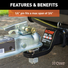 Load image into Gallery viewer, CURT 23022 Coupler Lock (1/4" Pin, 3/4" Latch Span, Padlock, Brass-Plated)