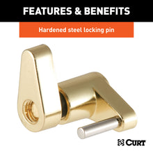 Load image into Gallery viewer, CURT 23022 Coupler Lock (1/4" Pin, 3/4" Latch Span, Padlock, Brass-Plated)