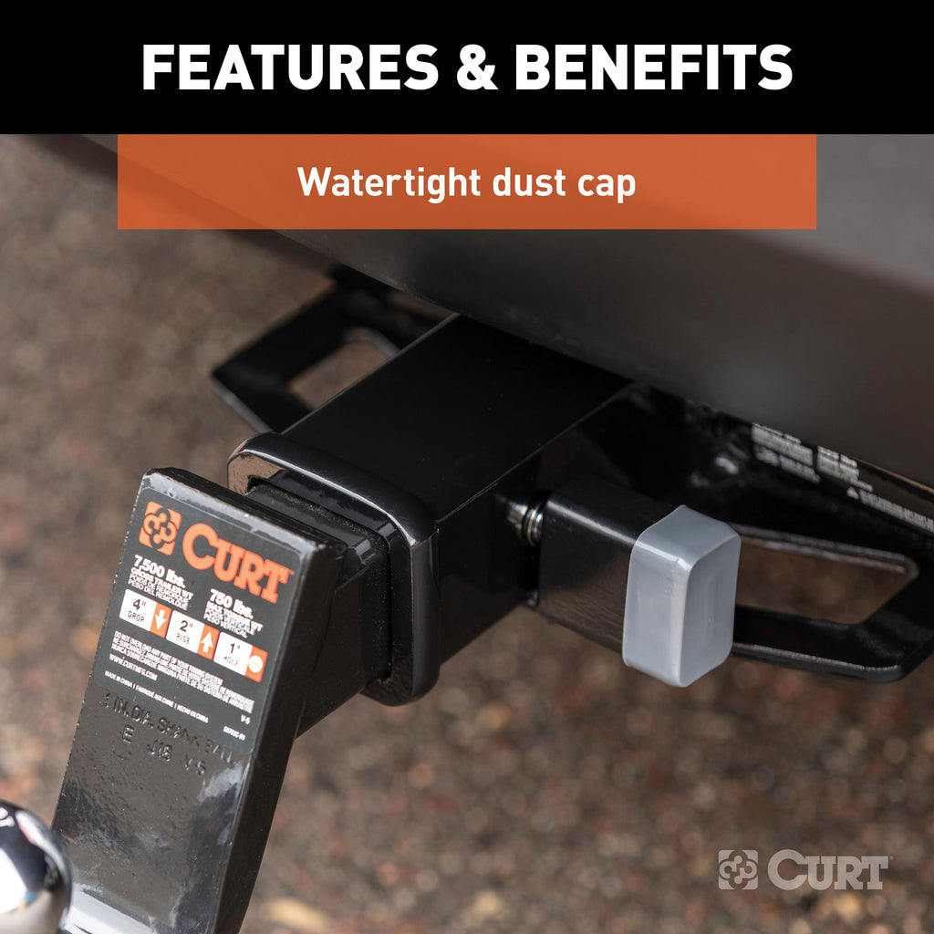 CURT 23024 1/2" Hitch Lock with 5/8" Adapter (1-1/4" or 2" Receiver, Deadbolt, Chrome)