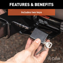 Load image into Gallery viewer, CURT 23024 1/2" Hitch Lock with 5/8" Adapter (1-1/4" or 2" Receiver, Deadbolt, Chrome)