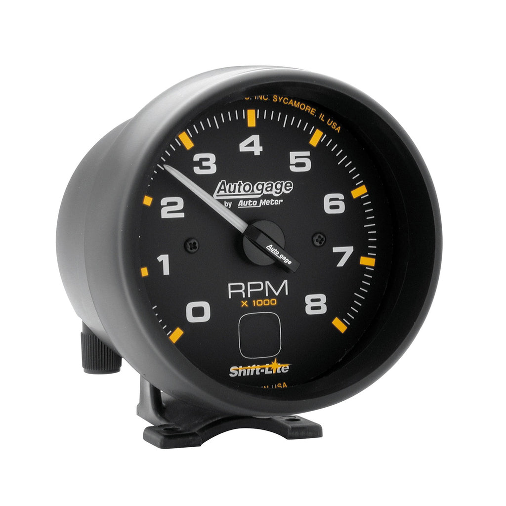 AutoMeter 2302 GAUGE, TACH, 3 3/4", 8K RPM, PEDESTAL W/ SHIFT LIGHT, BLK DIAL BLK CASE, AG