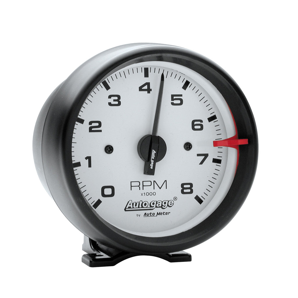 AutoMeter 2303 GAUGE, TACH, 3 3/4", 8K RPM, PEDESTAL, WHT DIAL BLK CASE, AUTOGAGE