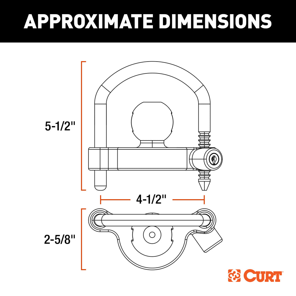 CURT 23090-KA Universal Trailer Coupler Lock, Keyed Alike