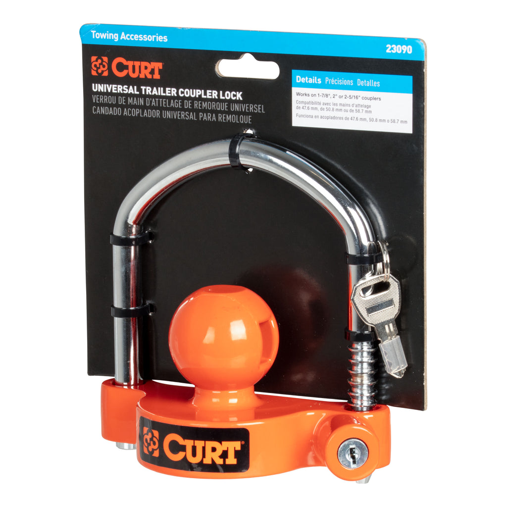CURT 23090-KA Universal Trailer Coupler Lock, Keyed Alike