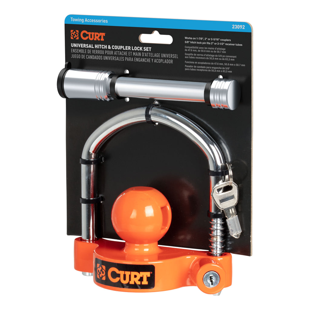 CURT 23092 Hitch & Coupler Lock Set, 2" or 2-1/2" Receivers, 1-7/8" to 2-5/16" Couplers