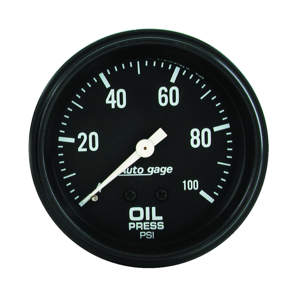 AutoMeter 2312 GAUGE, OIL PRESSURE, 2 5/8" 0-100PSI, MECHANICAL, BLACK, AUTOGAGE