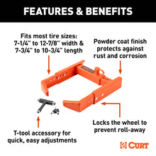 Load image into Gallery viewer, CURT 23176 Adjustable Trailer Wheel Lock, 16.5” x 6.5”-8 to 33" x 12-1/2"/R15