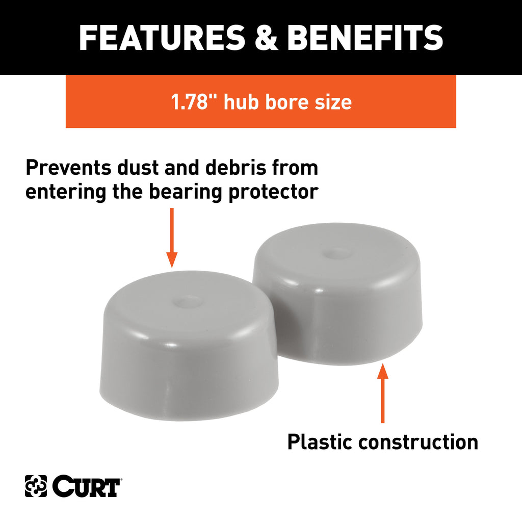 CURT 23178 1.78" Bearing Protector Dust Covers (2-Pack)