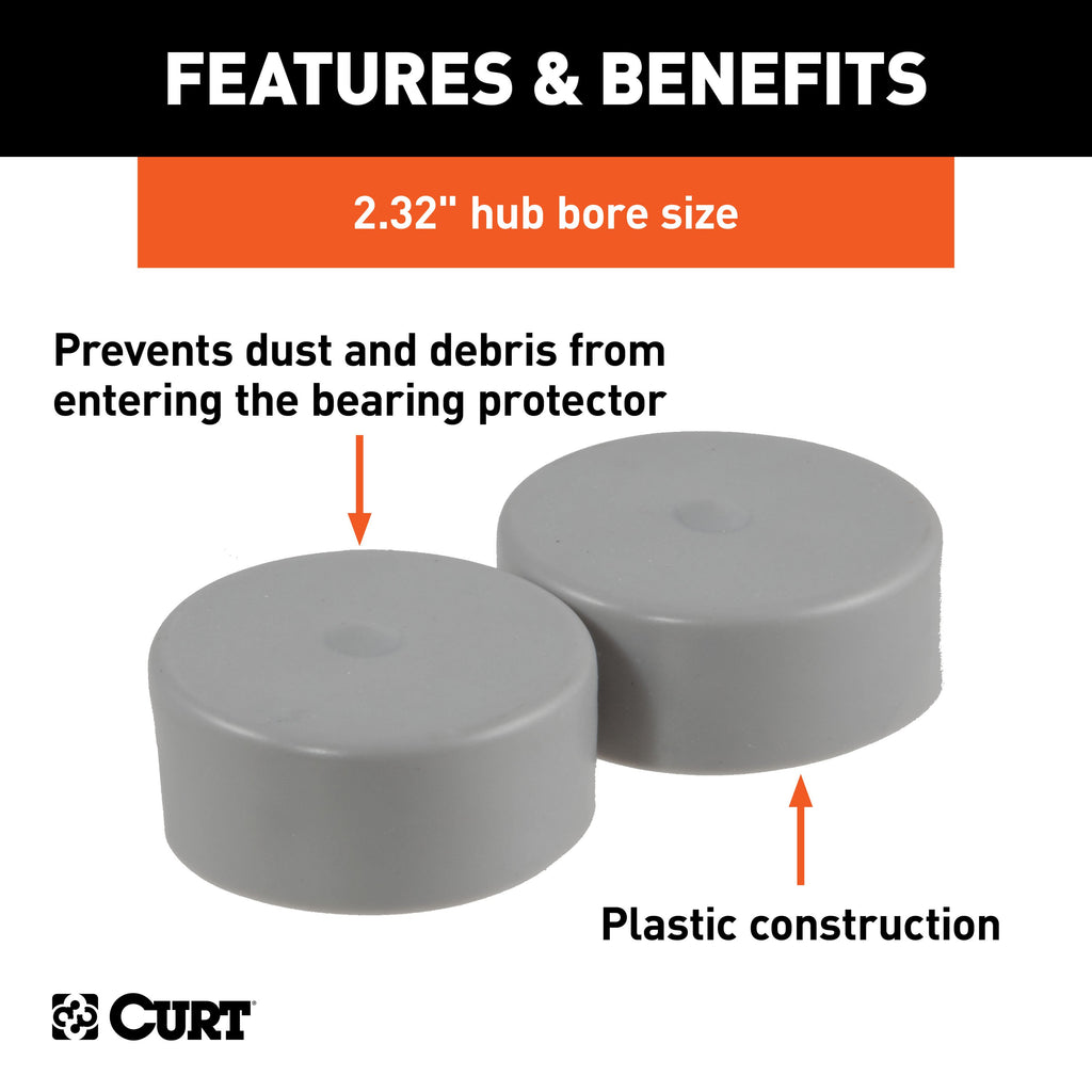CURT 23232 2.32" Bearing Protector Dust Covers (2-Pack)