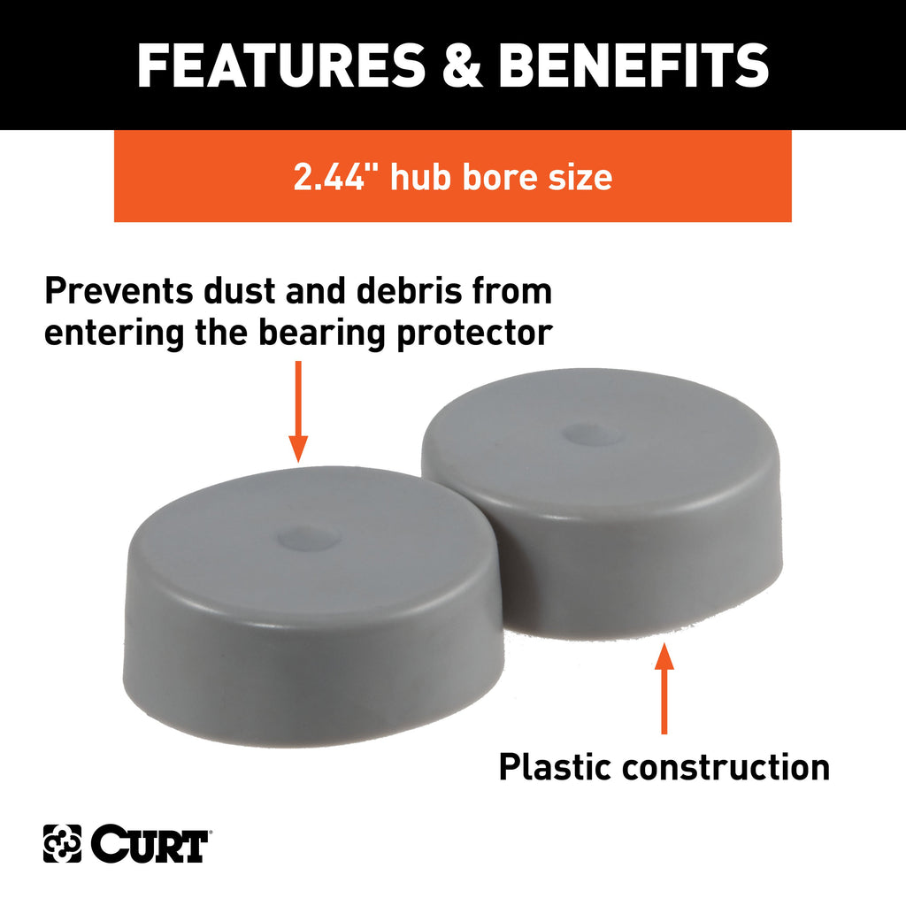 CURT 23244 2.44" Bearing Protector Dust Covers (2-Pack)