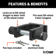 Load image into Gallery viewer, CURT 23255-KA 5th Wheel Kingpin Lock (Fits 2" Diameter Kingpin), Keyed Alike