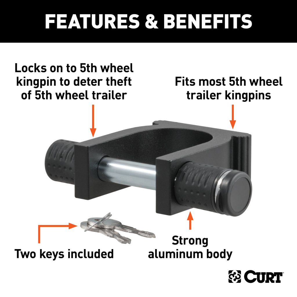 CURT 23255 5th Wheel Kingpin Lock (Fits 2" Diameter Kingpin)