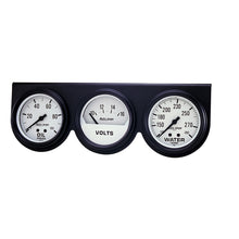 Load image into Gallery viewer, AutoMeter 2328 GAUGE CONSOLE, OILP/WTMP/VOLT, 2 5/8", 100PSI/280?F/16V, WHT DIAL, BLK BZL, AG
