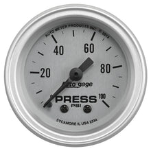 Load image into Gallery viewer, AutoMeter 2334 GAUGE CONSOLE, PRESSURE, 2 1/16", 100PSI, SLVR DIAL, SLVR BEZEL, AUTOGAGE