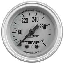 Load image into Gallery viewer, AutoMeter 2335 GAUGE CONSOLE, TEMPERATURE, 2 1/16", 280?F, SLVR DIAL, SLVR BEZEL, AUTOGAGE