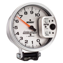 Load image into Gallery viewer, AutoMeter 233907 GAUGE, TACHOMETER, 5", 10K RPM, PEDESTAL W/ PEAK MEMORY, SILVER, AUTO GAGE