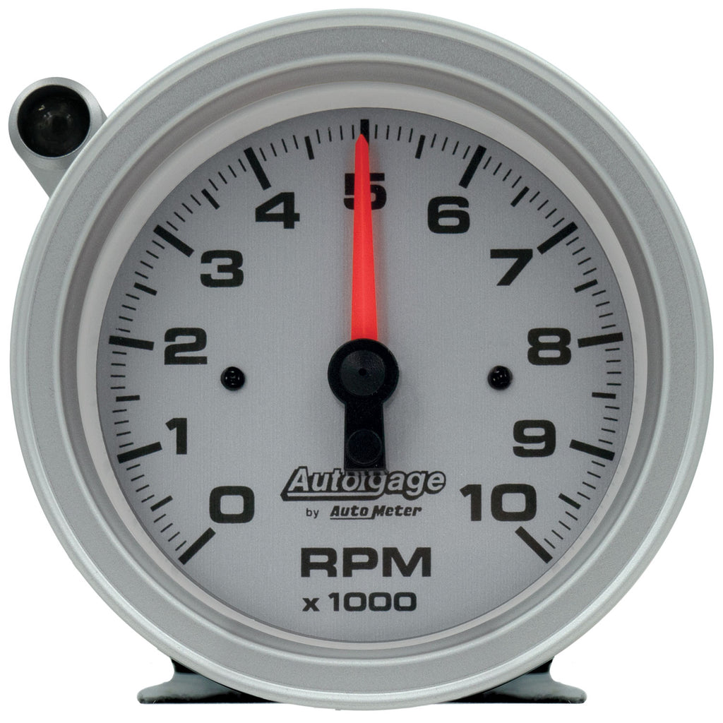 AutoMeter 233909 GAUGE, TACH, 3 3/4", 10K RPM, PEDESTAL W/EXT SHIFT LIGHT, SLVR DIAL BLK CASE, AG
