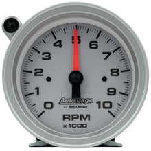 Load image into Gallery viewer, AutoMeter 233909 GAUGE, TACH, 3 3/4", 10K RPM, PEDESTAL W/EXT SHIFT LIGHT, SLVR DIAL BLK CASE, AG