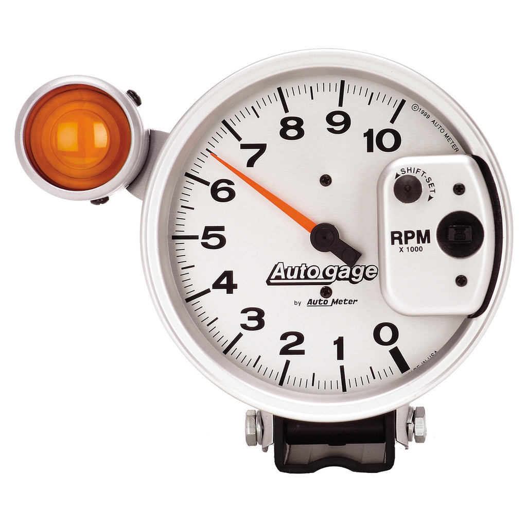 AutoMeter 233911 GAUGE, TACHOMETER, 5", 10K RPM, PEDESTAL W/ EXT. SHIFT-LITE, SILVER, AUTO GAGE