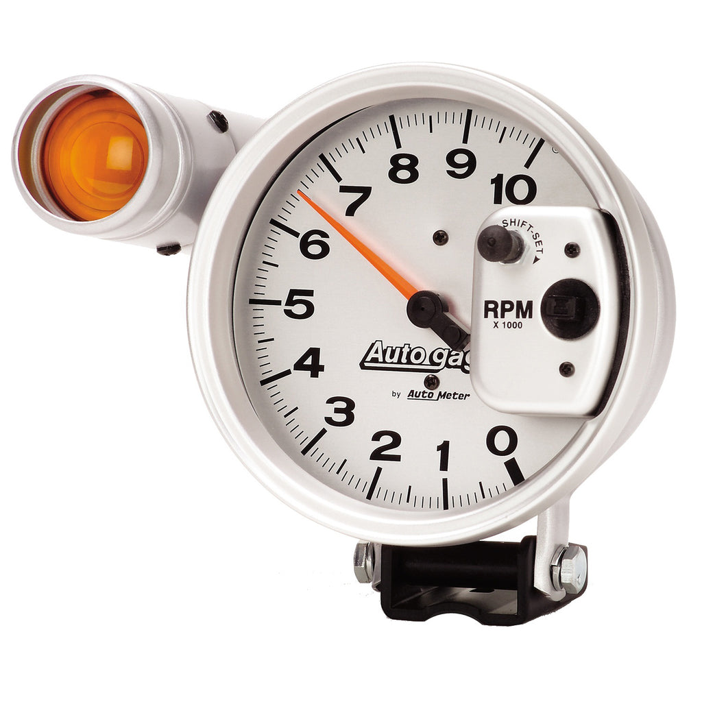 AutoMeter 233911 GAUGE, TACHOMETER, 5", 10K RPM, PEDESTAL W/ EXT. SHIFT-LITE, SILVER, AUTO GAGE