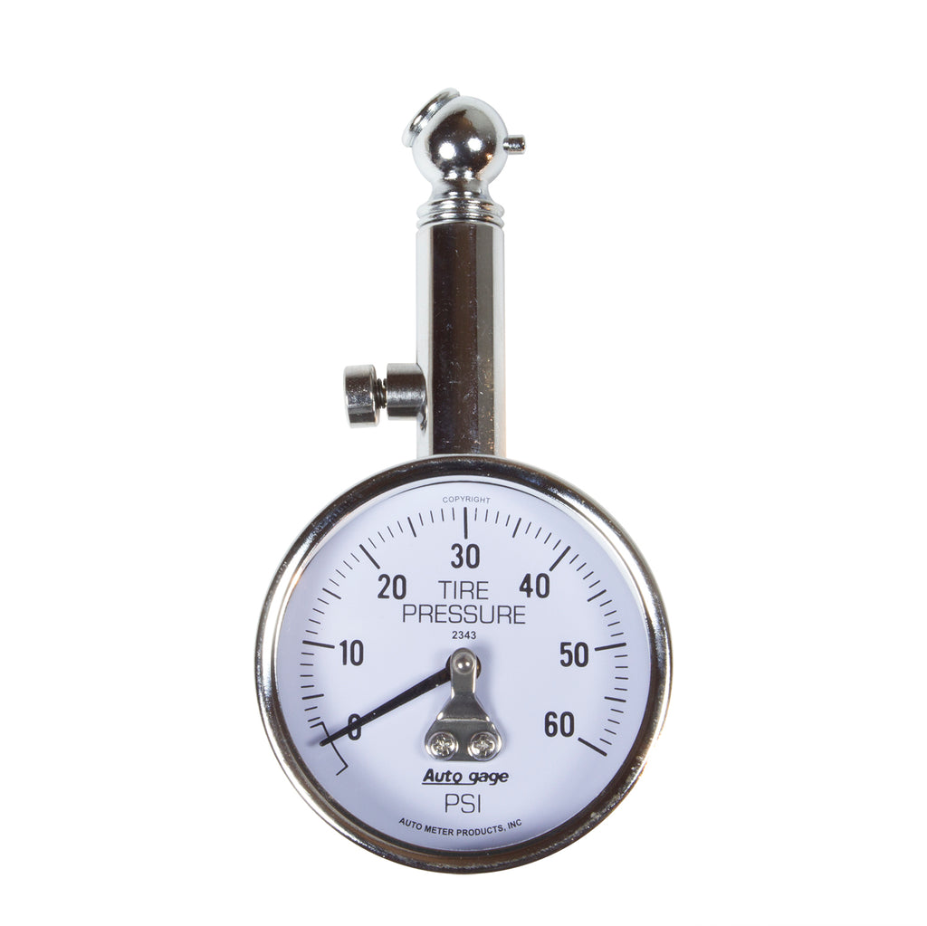 AutoMeter 2343 GAUGE, TIRE PRESSURE, ANALOG, 60PSI, WHITE DIAL, W/ PEAK HOLD, AUTOGAGE