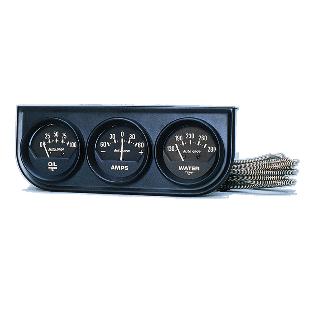 AutoMeter 2347 GAUGE CONSOLE, OILP/WTMP/AMP, 2", 100PSI/280?F/60A, BLK DIAL, BLK BZL, AG