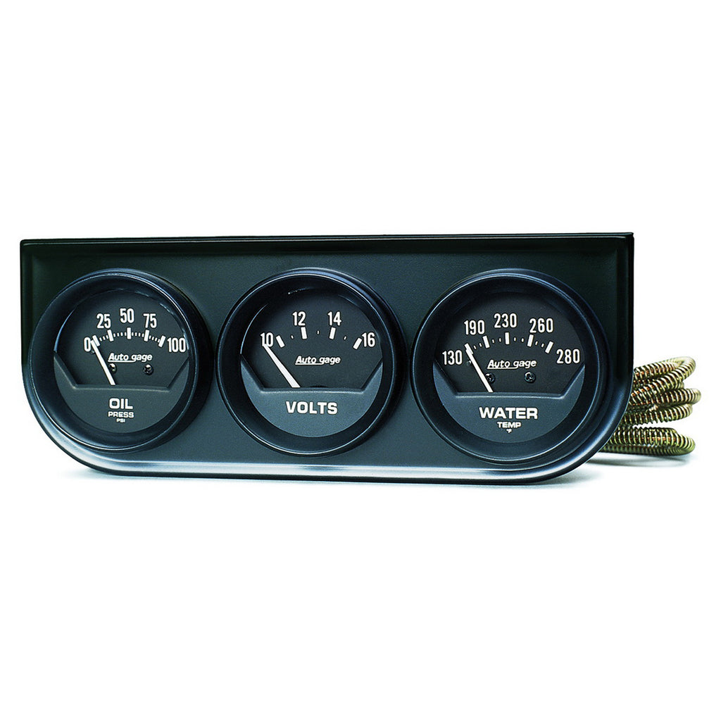 AutoMeter 2348 GAUGE CONSOLE, OILP/WTMP/VOLT, 2", 100PSI/280?F/16V, BLK DIAL, BLK BZL, AG
