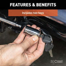 Load image into Gallery viewer, CURT 23501 1/2" Hitch Lock (1-1/4" Receiver, Barbell, Chrome)