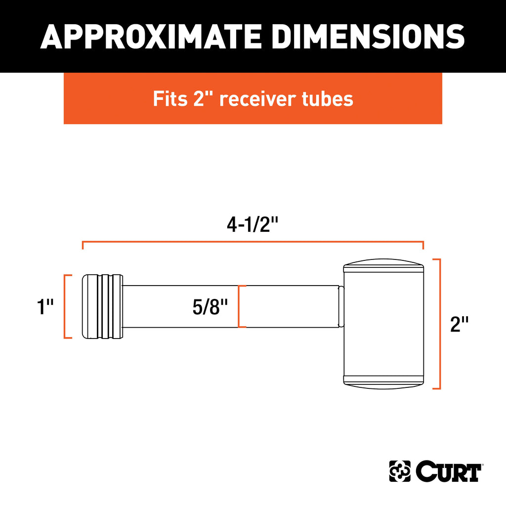 CURT 23502 5/8" Hitch Lock (2" Receiver, Right-Angle, Stainless)