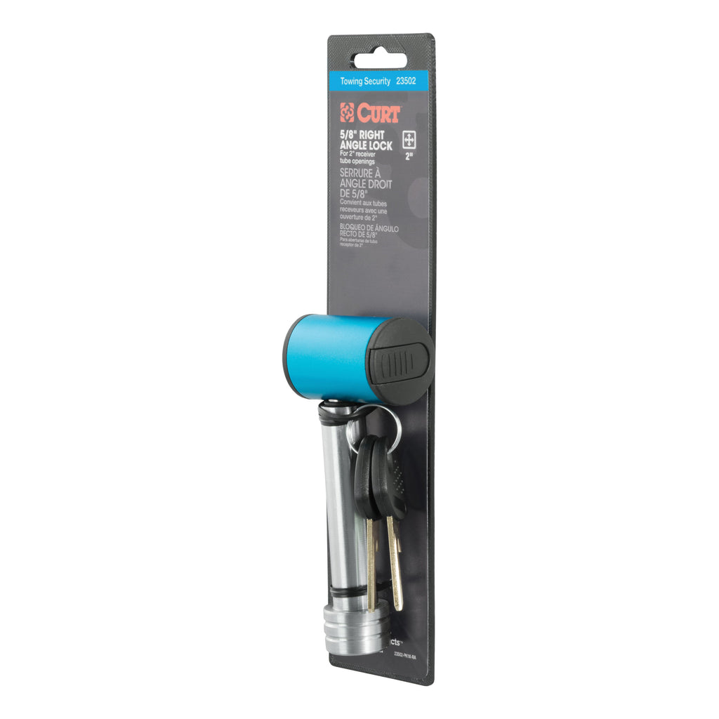 CURT 23502 5/8" Hitch Lock (2" Receiver, Right-Angle, Stainless)