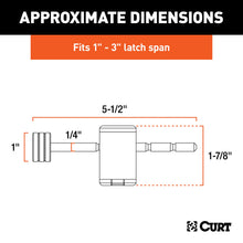 Load image into Gallery viewer, CURT 23503 Coupler Lock (1/4" Pin, 1" to 3" Latch Span, Right-Angle, Chrome)