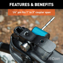 Load image into Gallery viewer, CURT 23503 Coupler Lock (1/4" Pin, 1" to 3" Latch Span, Right-Angle, Chrome)