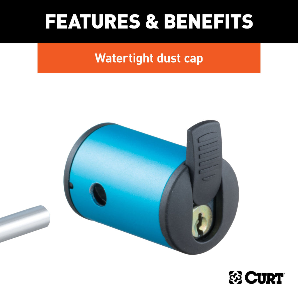 CURT 23503 Coupler Lock (1/4" Pin, 1" to 3" Latch Span, Right-Angle, Chrome)