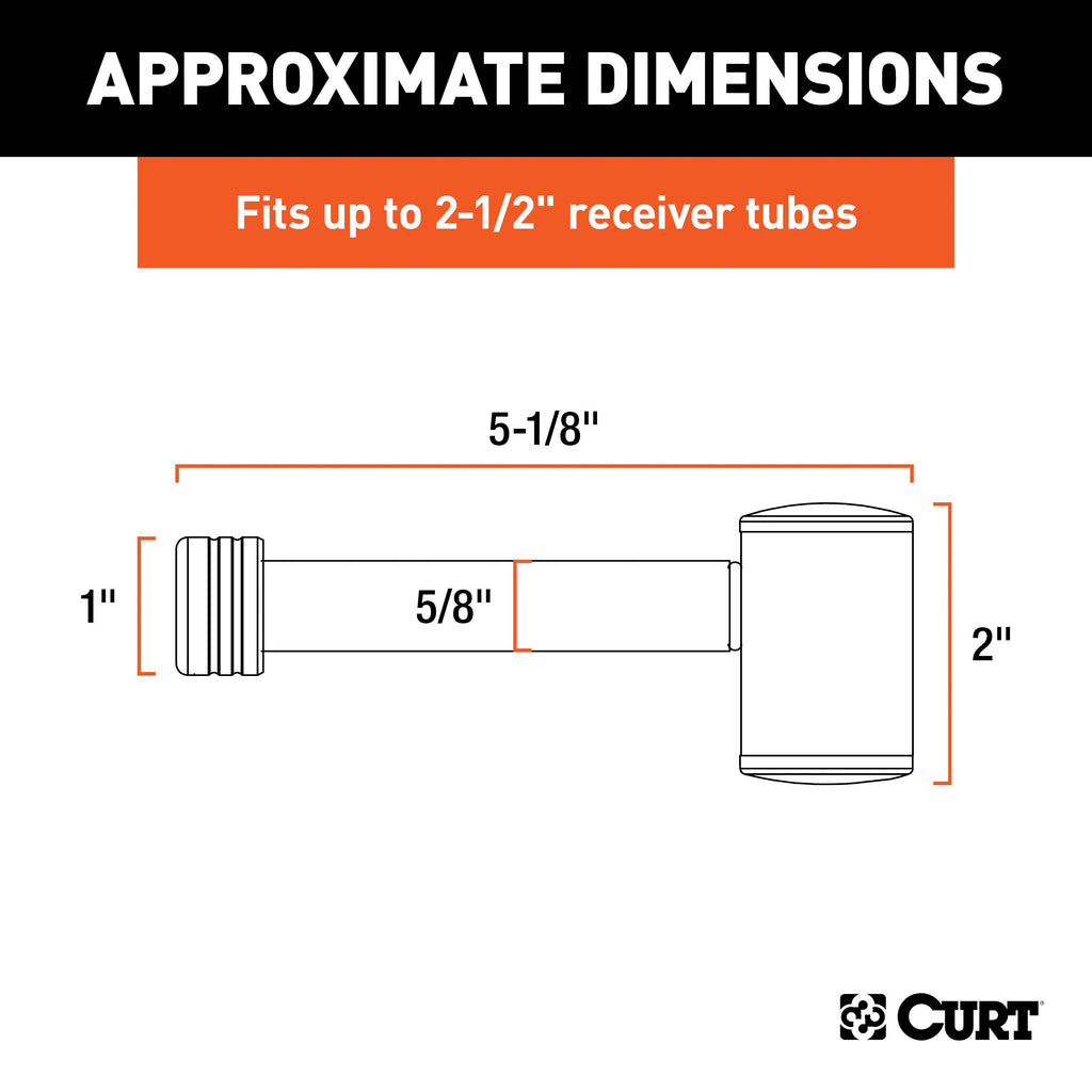 CURT 23504 5/8" Hitch Lock (2" or 2-1/2" Receiver, Right-Angle, Chrome)