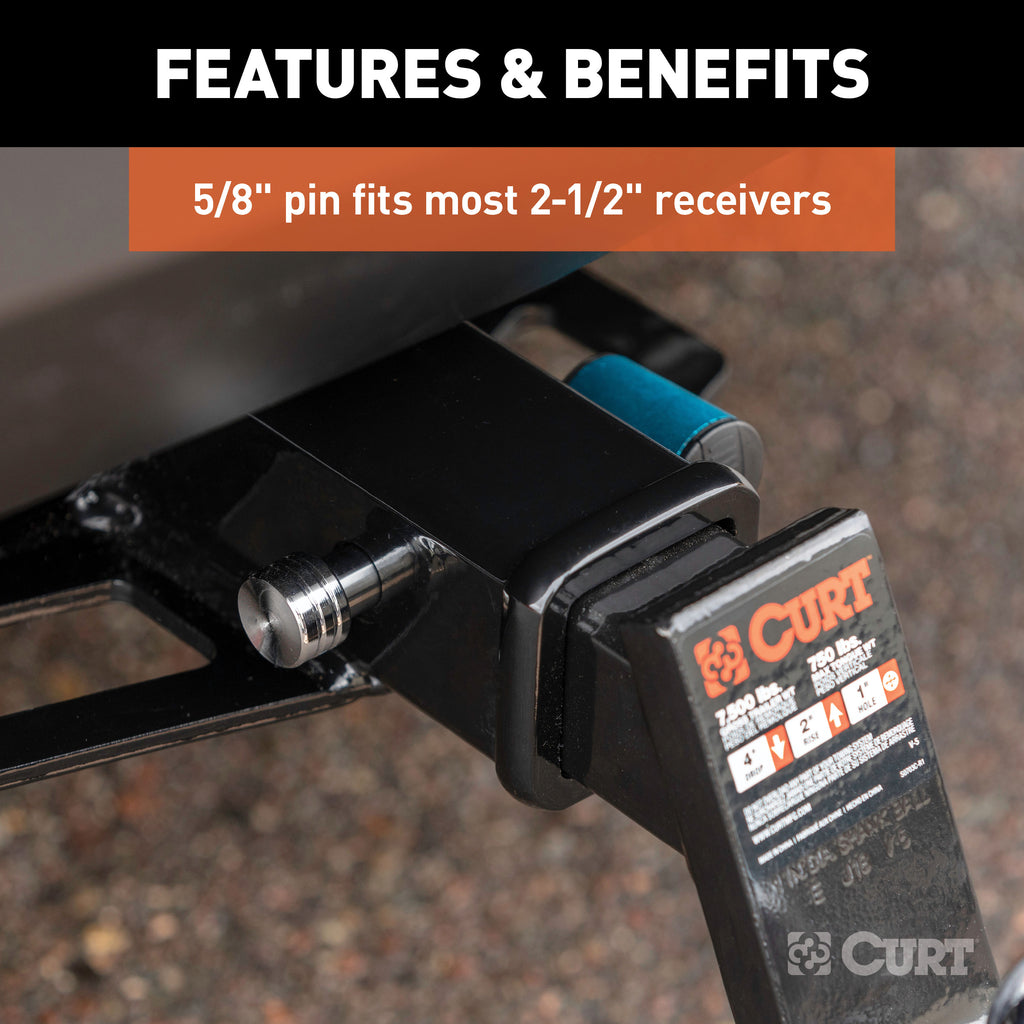 CURT 23504 5/8" Hitch Lock (2" or 2-1/2" Receiver, Right-Angle, Chrome)