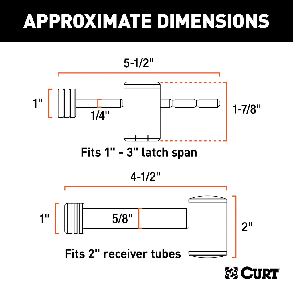 CURT 23505 Right-Angle Hitch & Coupler Lock Set (2" Receiver, 1" to 3" Latch)