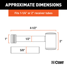 Load image into Gallery viewer, CURT 23506 1/2" Hitch Lock with 5/8" Adapter (1-1/4" or 2" Receiver, Right-Angle, Chrome)