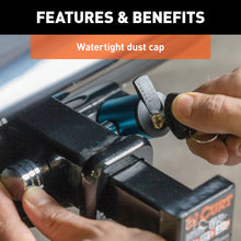 Load image into Gallery viewer, CURT 23506 1/2" Hitch Lock with 5/8" Adapter (1-1/4" or 2" Receiver, Right-Angle, Chrome)