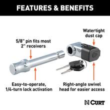 Load image into Gallery viewer, CURT 23510 5/8" Hitch Lock (2" Receiver, Right-Angle, Chrome)