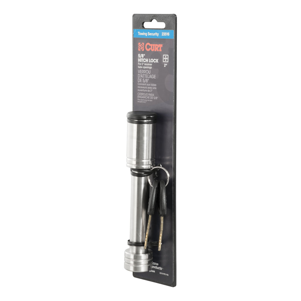 CURT 23516 5/8" Hitch Lock (2" Receiver, Barbell, Stainless)