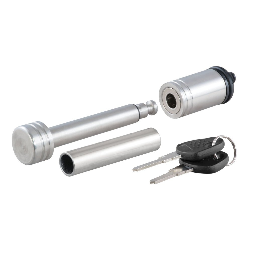 CURT 23517 1/2" Hitch Lock with 5/8" Adapter (1-1/4" or 2" Receiver, Barbell, Stainless)