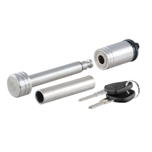 Load image into Gallery viewer, CURT 23517 1/2" Hitch Lock with 5/8" Adapter (1-1/4" or 2" Receiver, Barbell, Stainless)